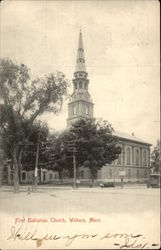 First Unitaria Church Woburn, MA Postcard Postcard