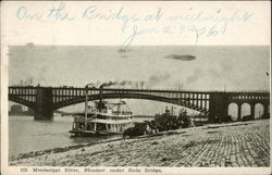 Steamer under Eads Bridge, Mississippi River Postcard