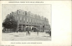 Frain Hotel Block and Street Scene Winamac, IN Postcard Postcard