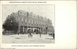 Frain Hotel Block and Street Scene Postcard
