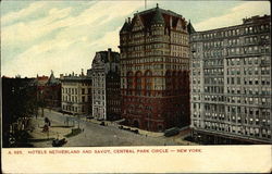 Hotels Netherland and Savoy, Central Park Circle Postcard