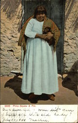 Pima Squaw and Pet Postcard