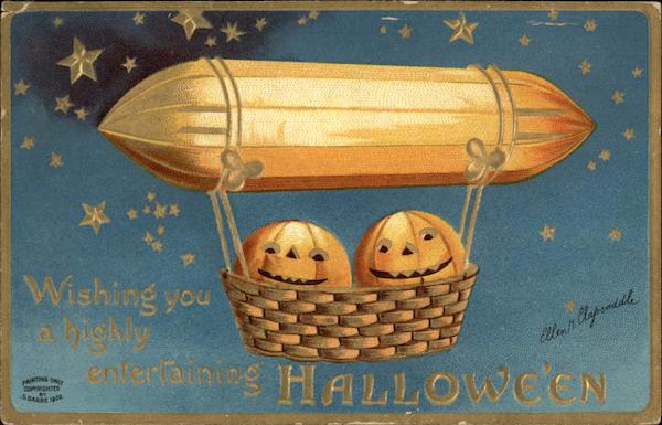 Two Jack-o-lanterns in a Basket Ellen Clapsaddle Halloween