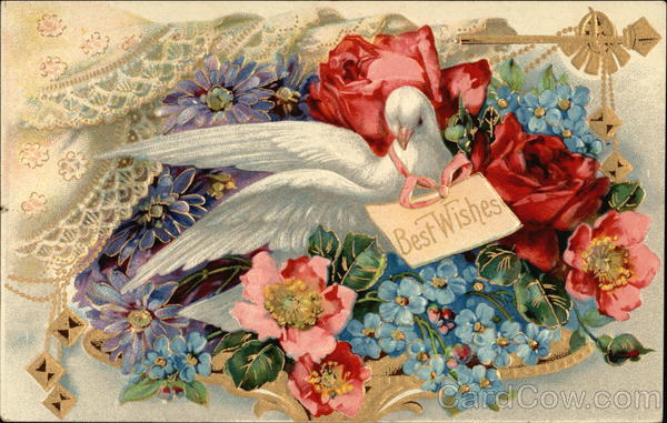 Best Wishes with Flowers and Dove Greetings