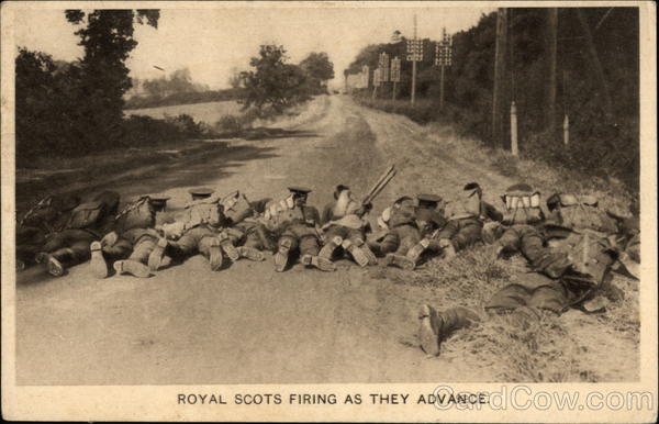 Royal Scots Firing As They Advance Military