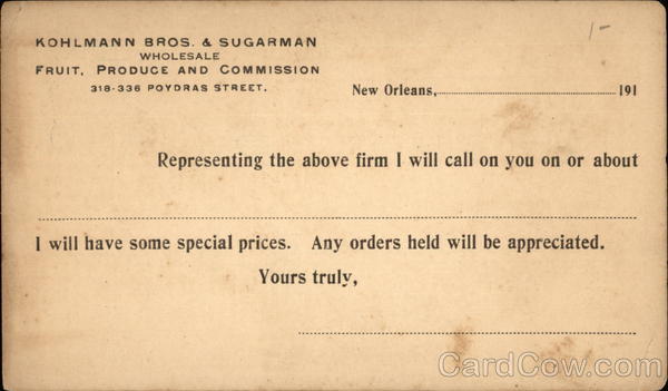 Kohlmann Bros. & Sugarman Wholesale Fruit, Produce and Commission