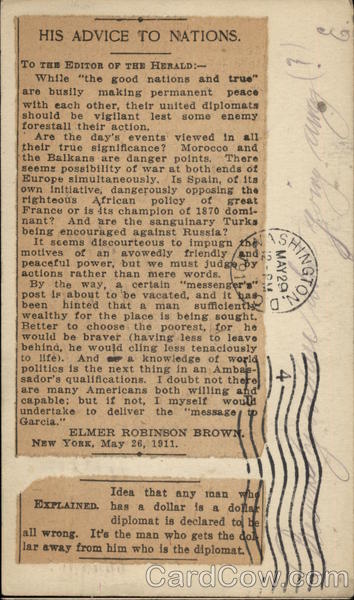News Clippings to the Editor Postal Cards