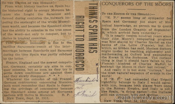 Letters to the Editor of the NY Herald Postal Cards