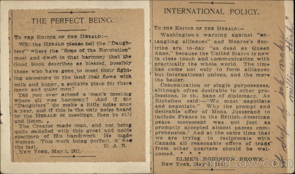 Letters to the Editor of the NY Herald Postal Cards