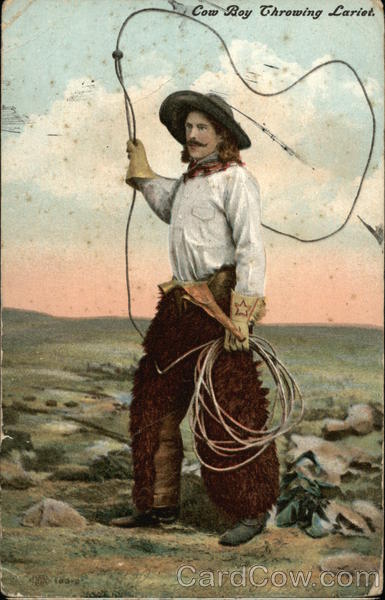 Cow Boy Throwing Lariet Cowboy Western