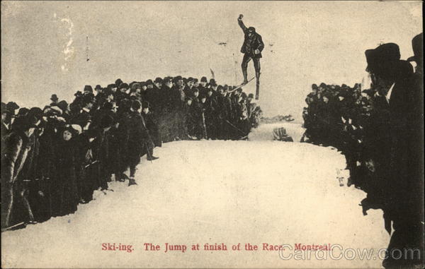 Ski-ing. The Jump at Finish of the Race. Montreal Skiing