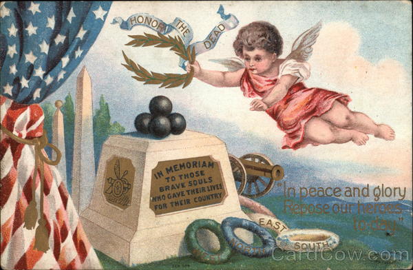 Memorial Celebration, With Flag, Monuments, and Angel