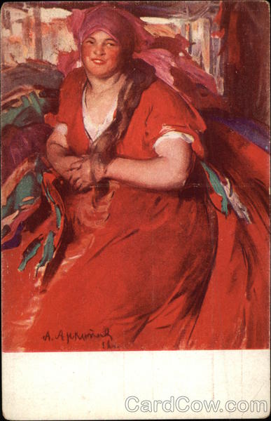 A. Archipoff's Painting of Woman in Red Dress Art