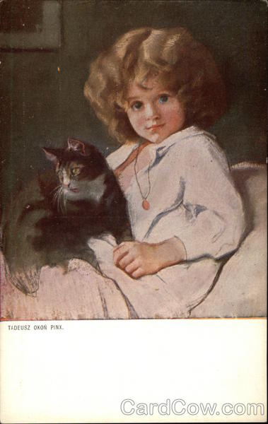 Little Girl Holding Cat Art