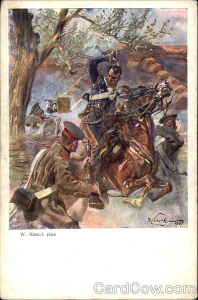 Soldiers on Horseback fighting Wojciech Kossak Art