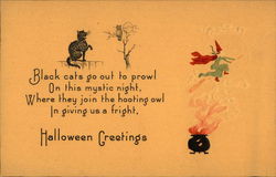 Rare Embossed Halloween Greetings Postcard