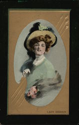 Lady Disdain, With Fancy Hat and Fur Wrap Postcard