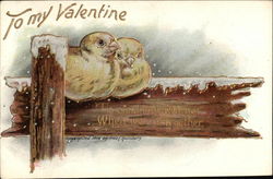 To My Valentine with Birds in Snow Postcard