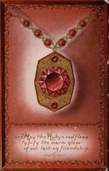 Red Stones Pendant Necklace Astrology & Zodiac Postcard Postcard