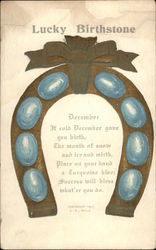 Lucky Birthstone for December Birthday with Horseshoe Postcard
