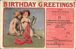 Birthday Greetings - Gemini Postcard