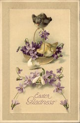 Easter Gladness - Chicks and Violets Postcard