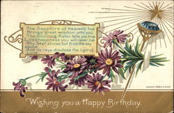 Wishing you a Happy Birthday with Sapphire & Asters Postcard