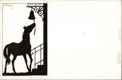 Silhouette of Horse Ringing a Bell Postcard