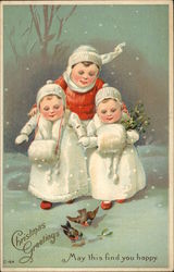 Children and Robins Postcard