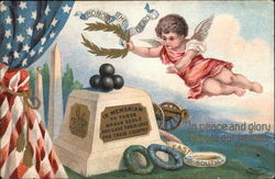 Memorial Celebration, With Flag, Monuments, and Angel Memorial Day Postcard Postcard