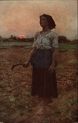 Detail of "The Song of the Lark" by Jules Adolphe Breton Postcard