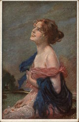 Woman in Pink Dress Postcard