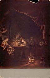 The Evening School, Painting by Gerard Dou Postcard