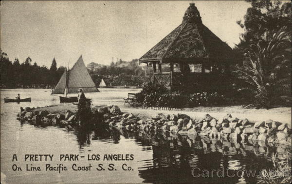 A Pretty Park On Line Pacific Coast S.S. Co Los Angeles California