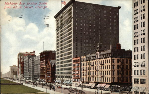 Michigan Ave. Looking South from Adams Street Chicago Illinois