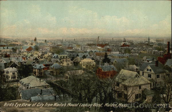 Bird's Eye View of City from Waite's Mount, Looking West Malden Massachusetts