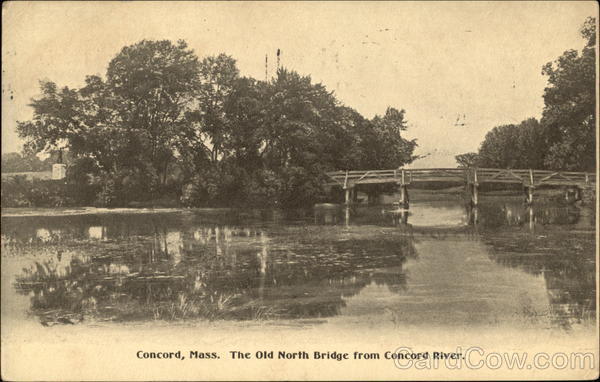The Old North Bridge from Concord River Massachusetts