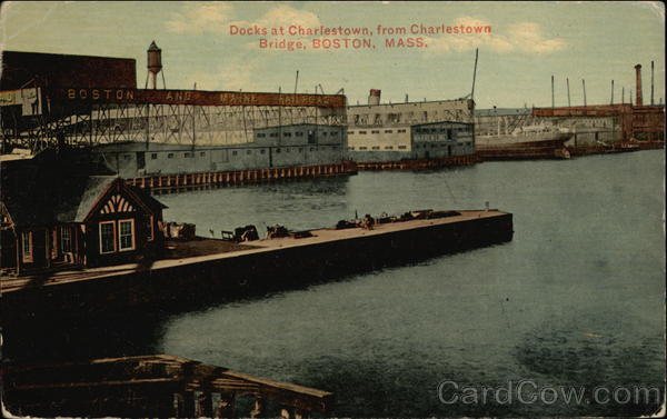 Docks at Charlestown, from Charlestown Bridge Boston Massachusetts