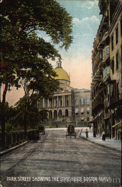 Park Street showing the State House Boston Massachusetts