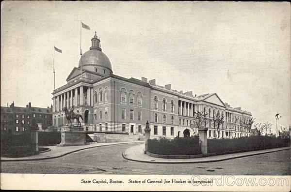 State Capitol and Statue of General Joe Hooker Boston Massachusetts