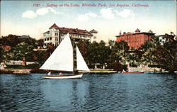 Westlake Park - Sailing on the Lake Postcard