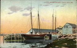 Boat Moored at House Island Portland, ME Postcard Postcard