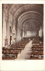 Bates Hall, Public Library Postcard