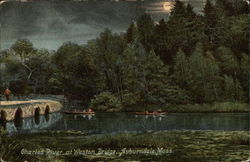 Charles River at Weston Bridge Auburndale, MA Postcard Postcard