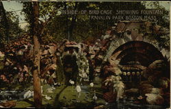 Inside of Bird Cage, Showing Fountain, Franklin Park Postcard