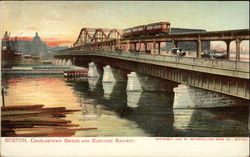 Charlestown Bridge and Elevated Railway Boston, MA Postcard Postcard