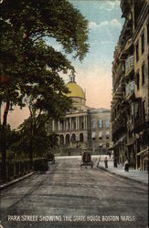 Park Street showing the State House Postcard
