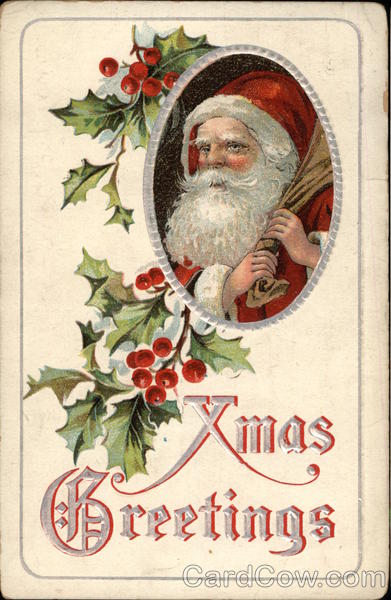 A Merry Christmas with Santa and Holly Santa Claus