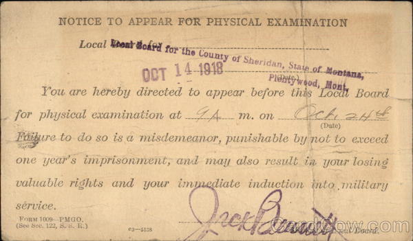 Notice to Appear For Physical Examination Military