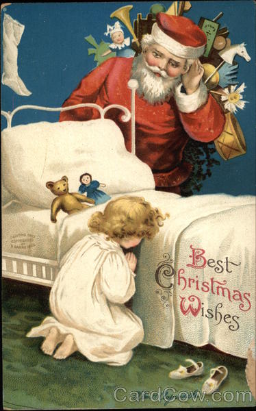 Best Christmas Wishes with Santa & Child Ellen Clapsaddle